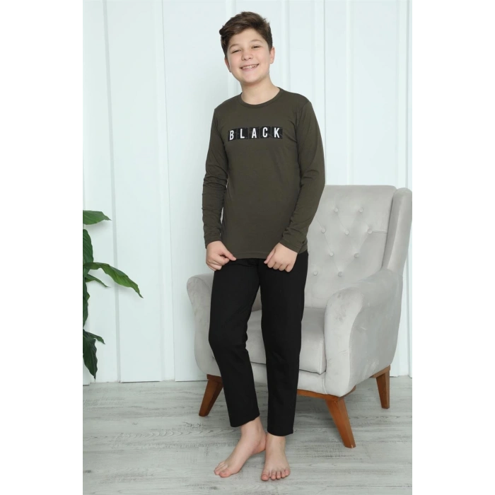 MİRAY- Erkek Çocuk Penye Pijama Takım Haki