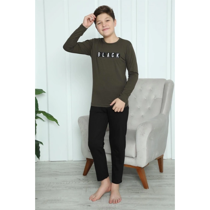 MİRAY- Erkek Çocuk Penye Pijama Takım Haki