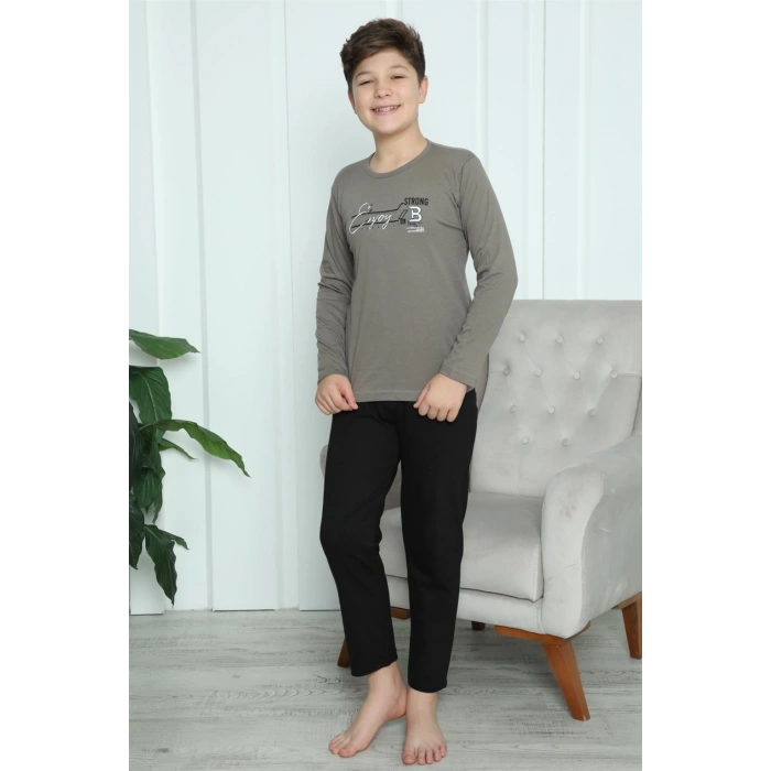 MİRAY- Erkek Çocuk Penye Pijama Takım Vizon