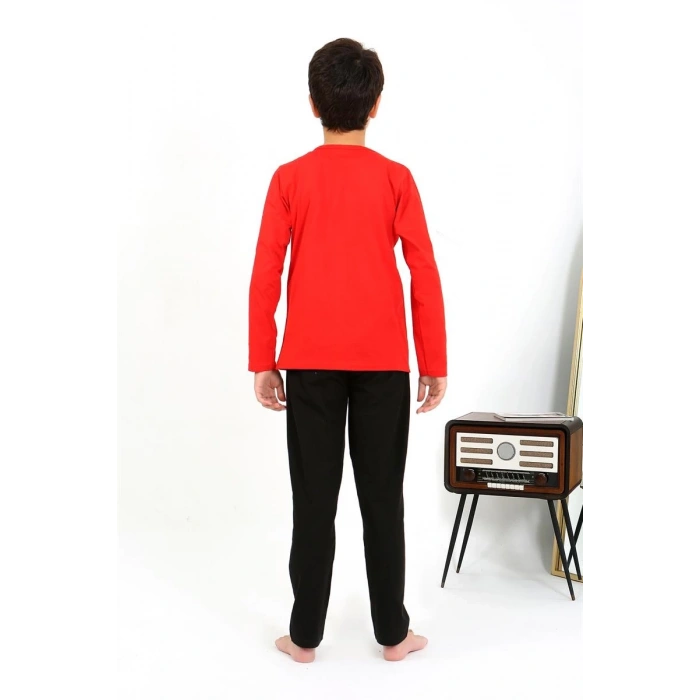 MİRAY- Erkek Çocuk Uzun Kol Penye Pijama Takım Kırmızı