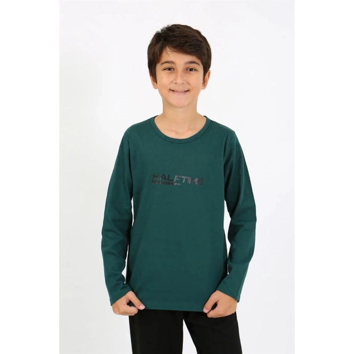MİRAY- Erkek Çocuk Uzun Kol Penye Pijama Takım ZümrütYeşili