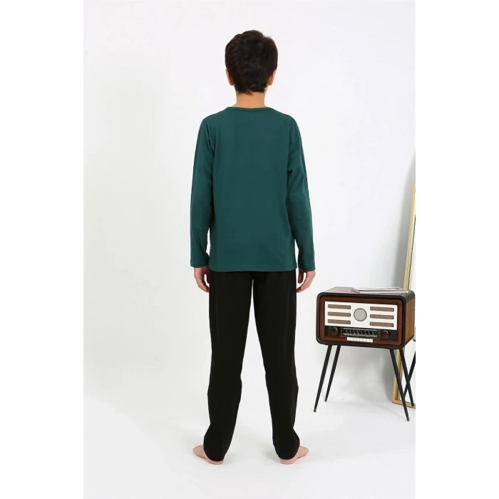 MİRAY- Erkek Çocuk Uzun Kol Penye Pijama Takım ZümrütYeşili