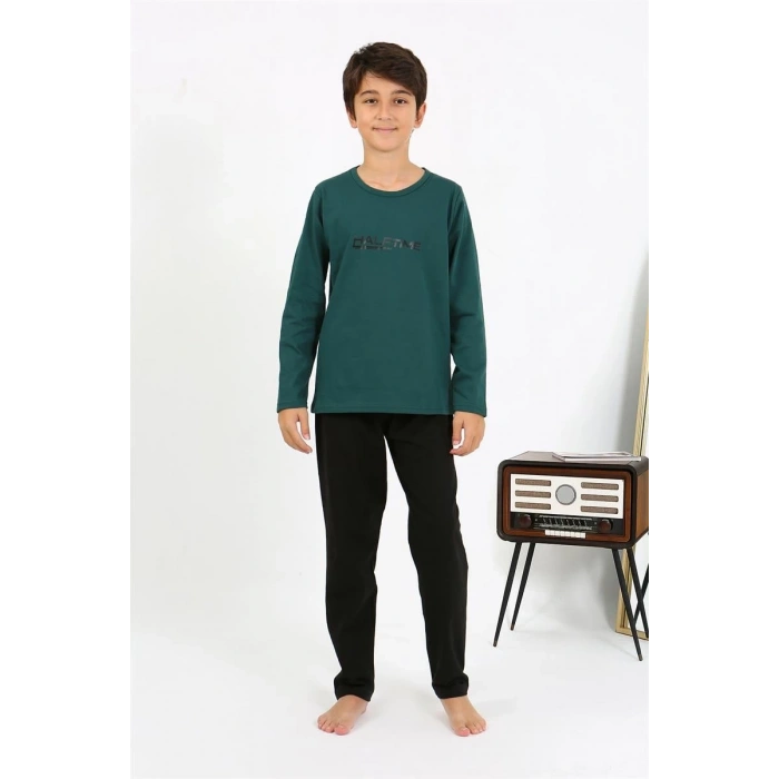 MİRAY- Erkek Çocuk Uzun Kol Penye Pijama Takım ZümrütYeşili