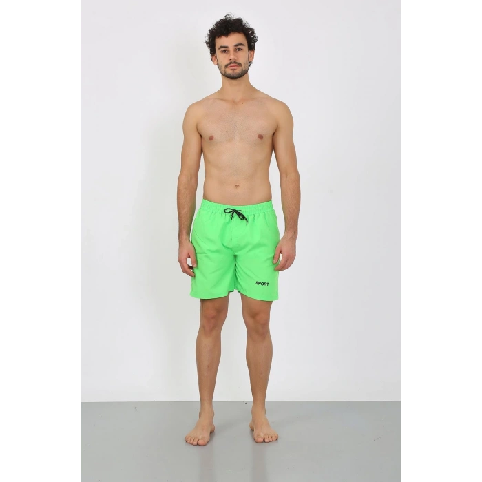 MİRAY- Erkek Fermuar Cepli Deniz Şortu Fıstık Yeşil