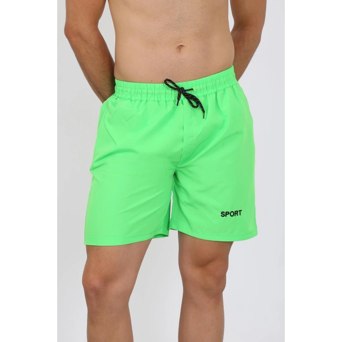 MİRAY- Erkek Fermuar Cepli Deniz Şortu Fıstık Yeşil