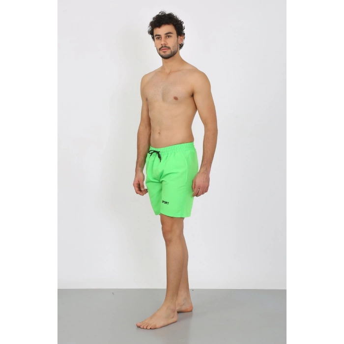 MİRAY- Erkek Fermuar Cepli Deniz Şortu Fıstık Yeşil
