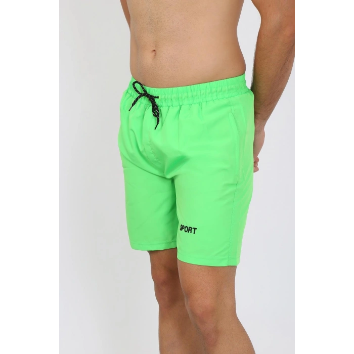 MİRAY- Erkek Fermuar Cepli Deniz Şortu Fıstık Yeşil