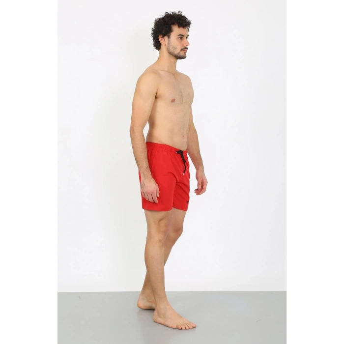 MİRAY- Erkek Fermuar Cepli Deniz Şortu Kırmızı
