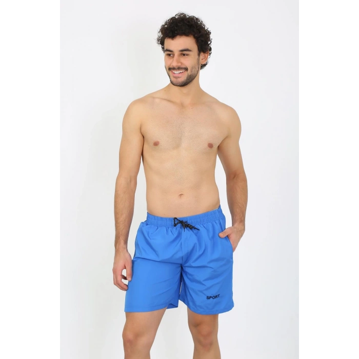 MİRAY- Erkek Fermuar Cepli Deniz Şortu Saks
