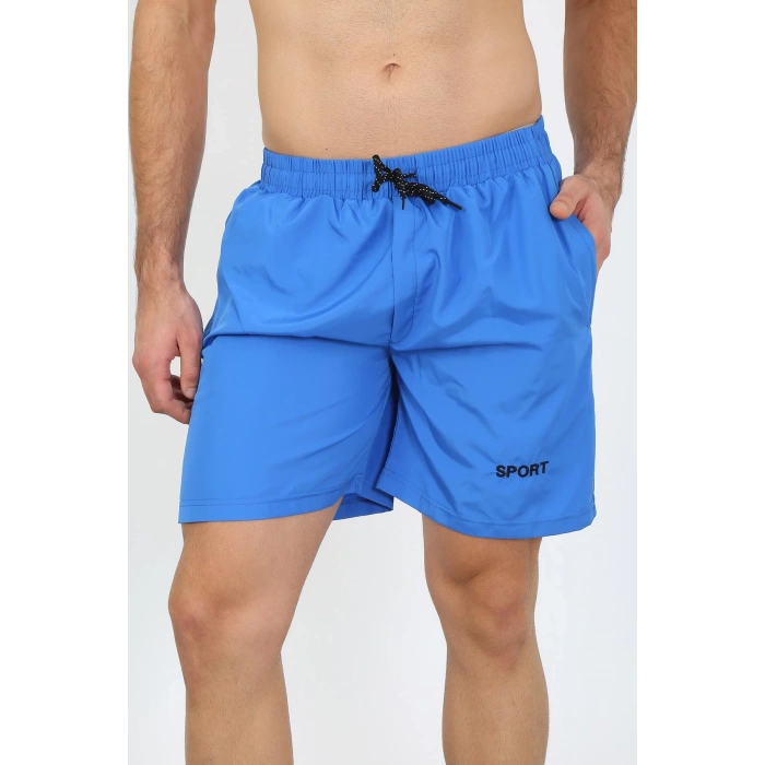 MİRAY- Erkek Fermuar Cepli Deniz Şortu Saks