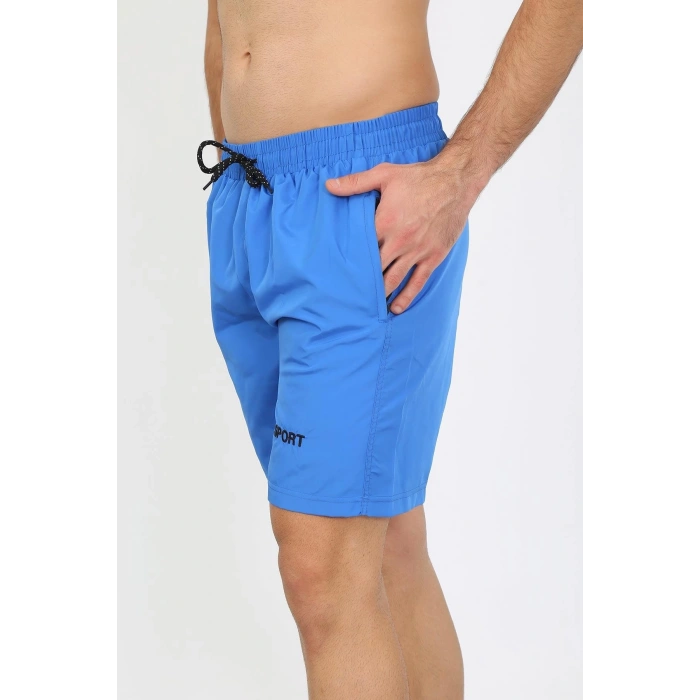 MİRAY- Erkek Fermuar Cepli Deniz Şortu Saks