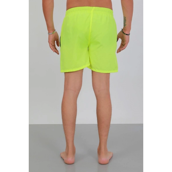 MİRAY- Erkek Fermuarlı Cepli Deniz Şortu Neon Yeşil
