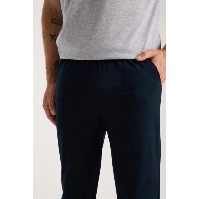 MİRAY- Erkek Gri Düğmeli Yaka Kısa Kol Pijama Takımı