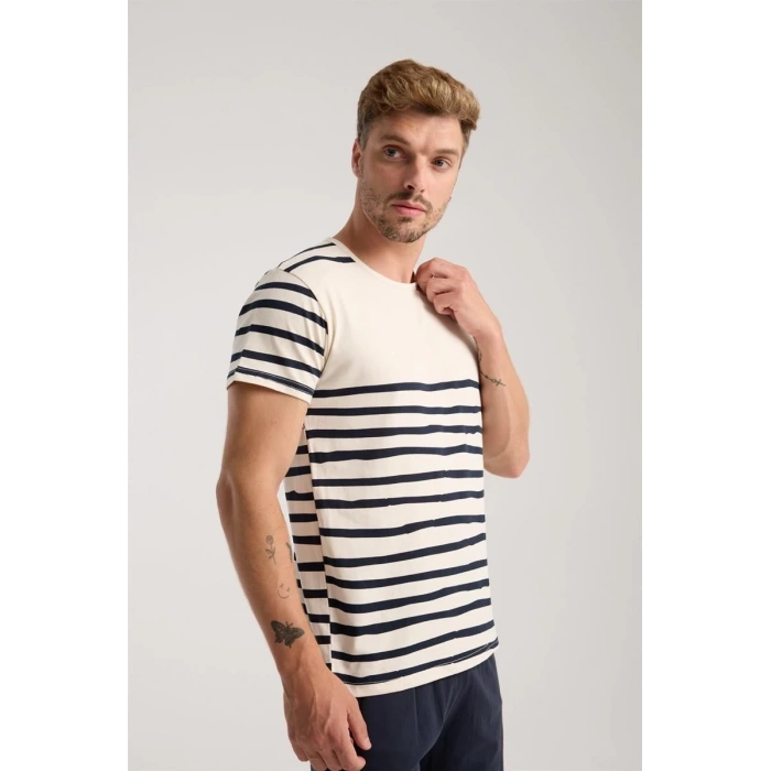 MİRAY- Erkek Krem Sıfır Yaka Kısa Kol Şortlu Pijama Takımı