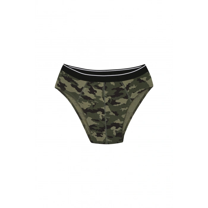 MİRAY- Erkek Pamuk Desenli Likralı Slip Haki