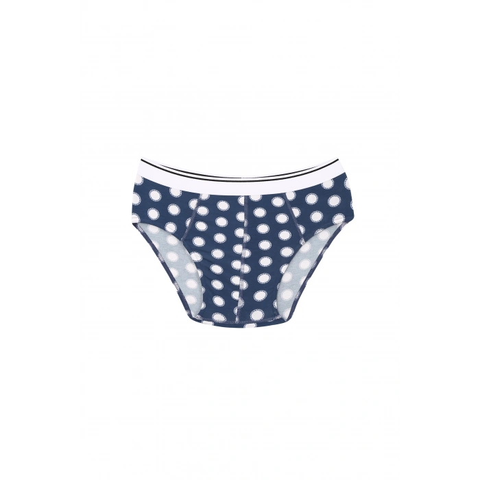 MİRAY- Erkek Pamuk Desenli Likralı Slip Lacivert