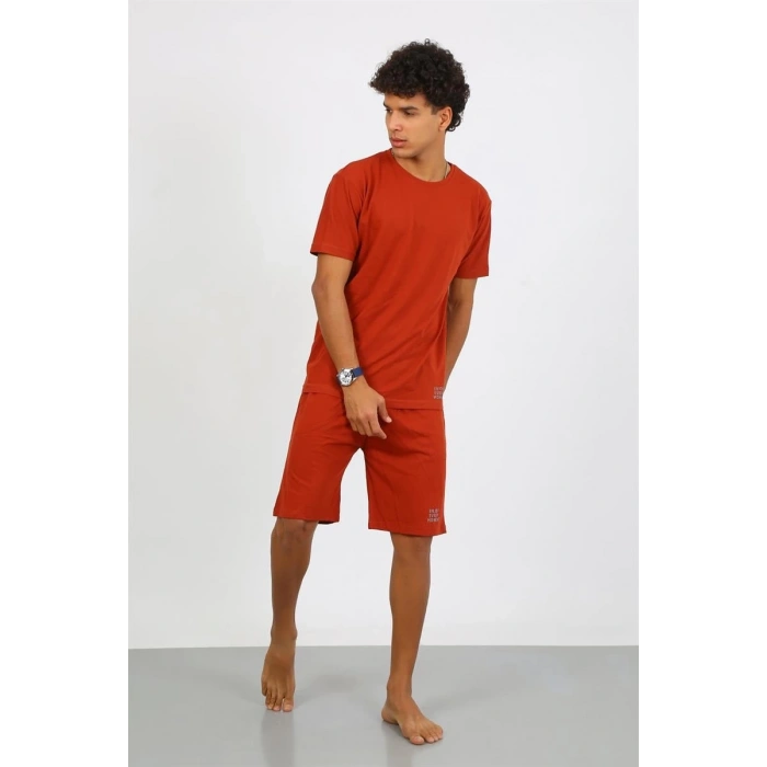 MİRAY- Erkek Pamuk Lakost Alt Üst Kaprili Pijama Takım Kremit