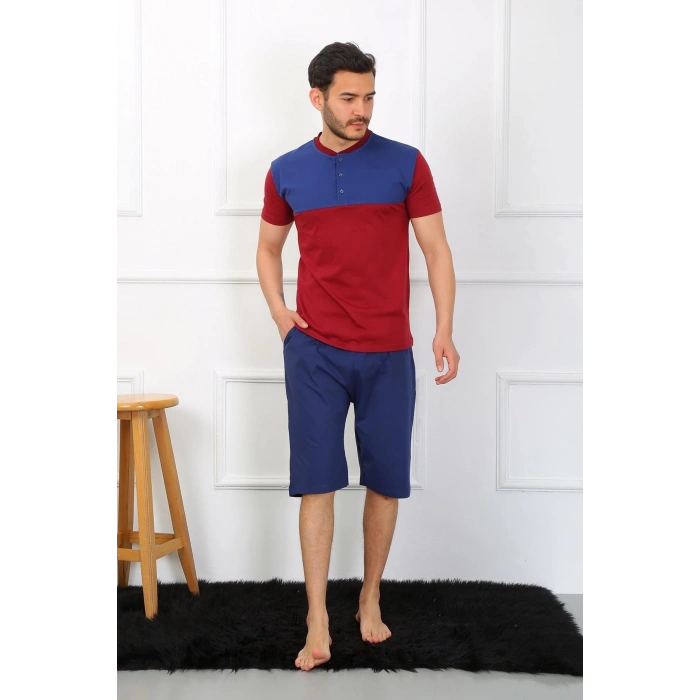 MİRAY- Erkek Penye 3lü Parlamentmavi Parçalı Pijama Takımı