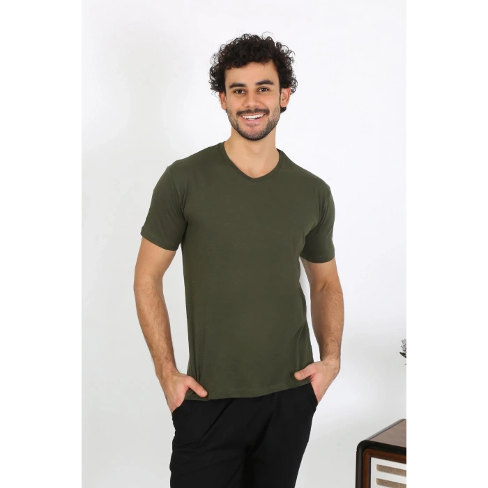 MİRAY- Erkek Penye Haki 3lü Pijama Takımı