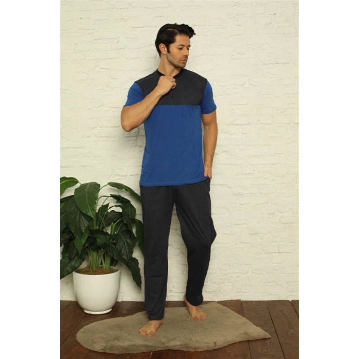 MİRAY- Erkek Saks 3lü Pijama Takım