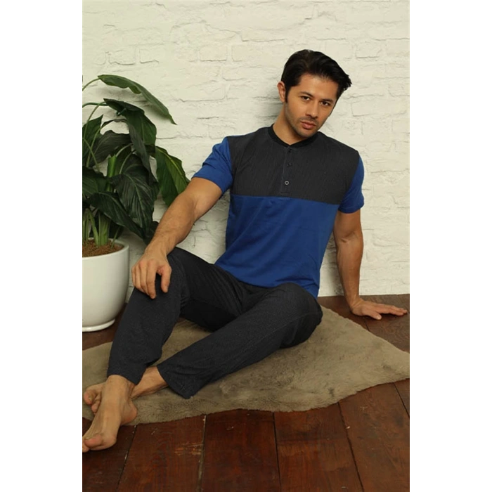 MİRAY- Erkek Saks 3lü Pijama Takım