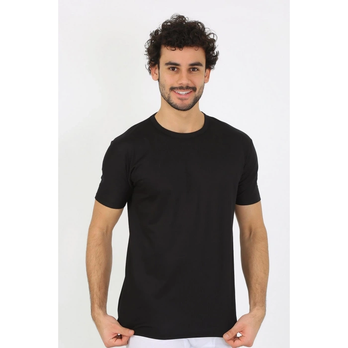 MİRAY- Erkek Sıfır Yaka Siyah Penye Atlet