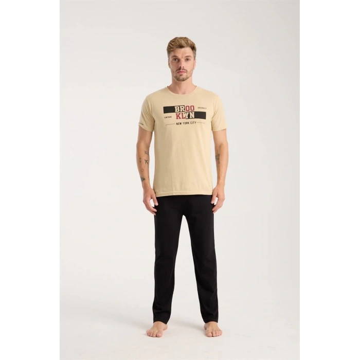 MİRAY- Erkek Ten Rengi Kısa Kol Pijama Takımı