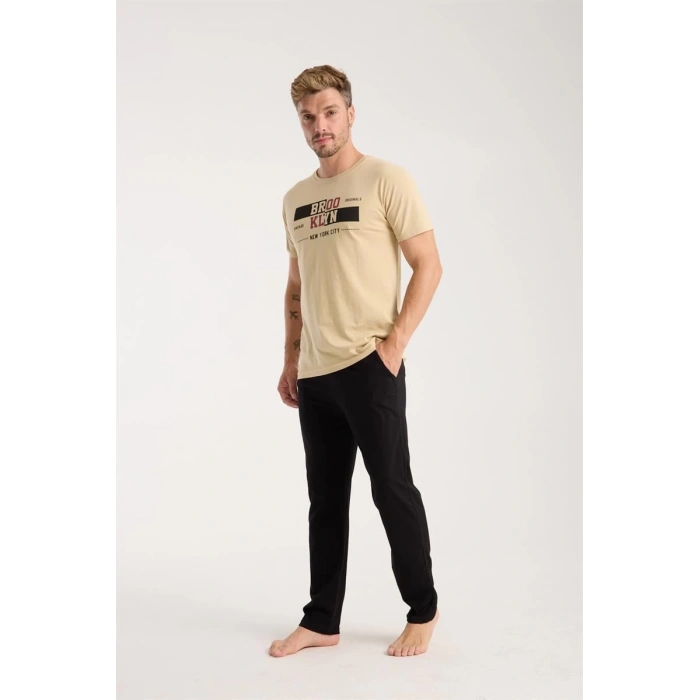 MİRAY- Erkek Ten Rengi Kısa Kol Pijama Takımı