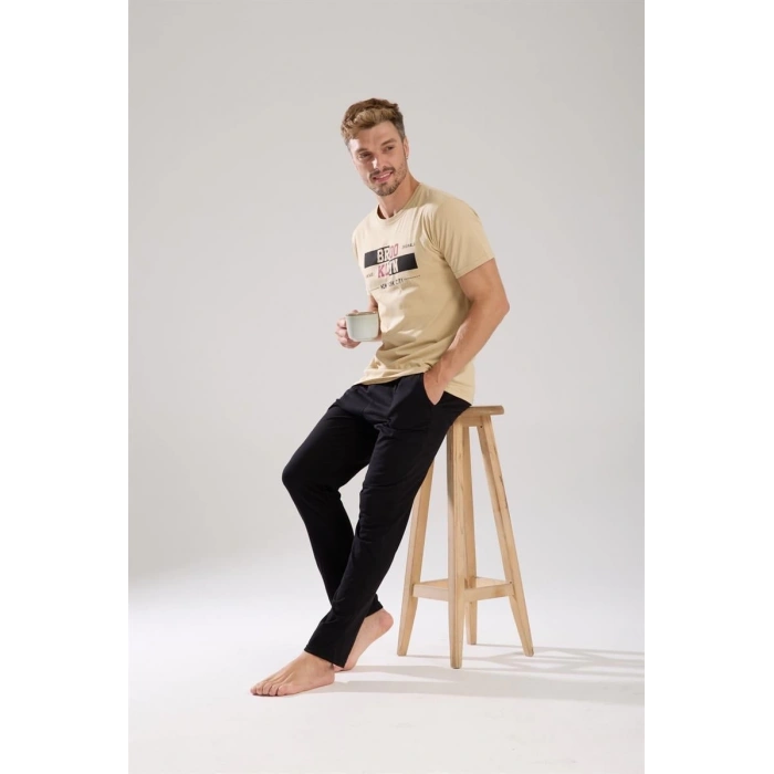 MİRAY- Erkek Ten Rengi Kısa Kol Pijama Takımı