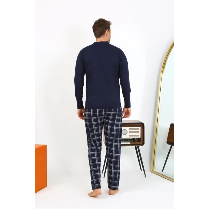 MİRAY- Erkek Uzun Kol Penye Lacivert Pijama Takımı