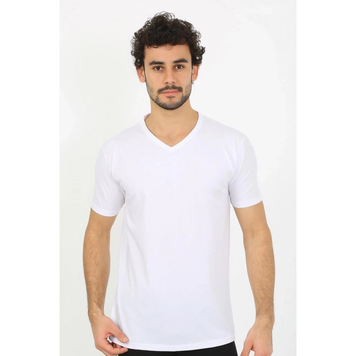 MİRAY- Erkek V Yaka Beyaz Penye Atlet
