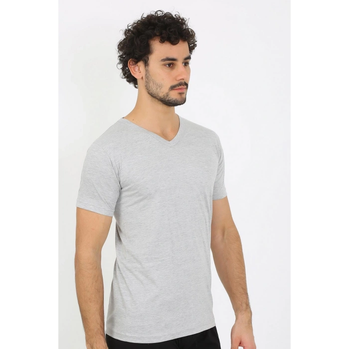 MİRAY- Erkek V Yaka Gri Penye Atlet