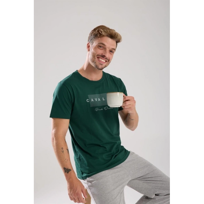 MİRAY- Erkek Yeşil Kısa Kol Pijama Takımı