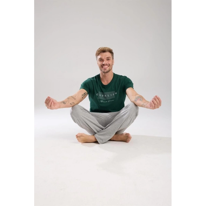 MİRAY- Erkek Yeşil Kısa Kol Pijama Takımı