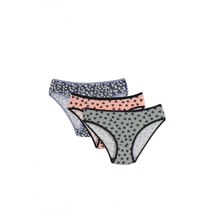 MİRAY- Kadın 3lü Külot Lacivert - Somon - Yeşil