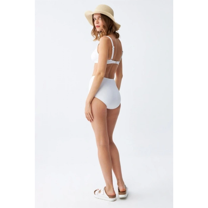 MİRAY- Kadın Basic Beyaz Pedli Yüksek Bel Bikini Takımı