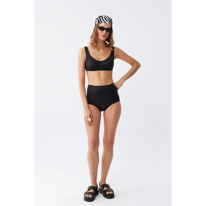 MİRAY- Kadın Basic Siyah Pedli Yüksek Bel Bikini Takımı