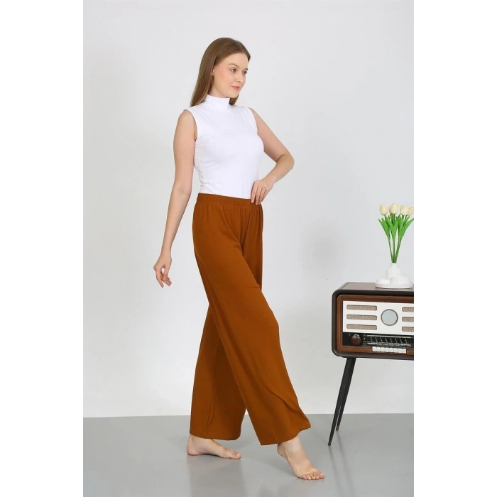 MİRAY- Kadın Bürümcük Kumaş Hafif-Esnek Pantolon 210074 Kahve