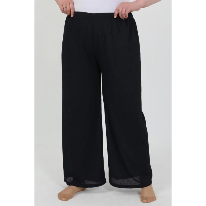 MİRAY- Kadın Büyük Beden Bürümcük Pantolon Lacivert