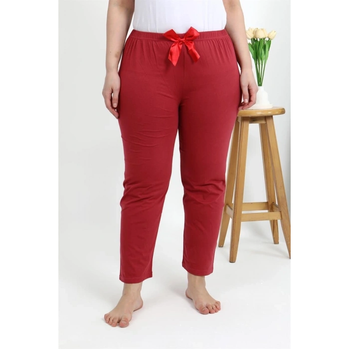 MİRAY- Kadın Büyük Beden Mercan Pamuklu Rahat Kalıp Ev Giyim Pijama Altı