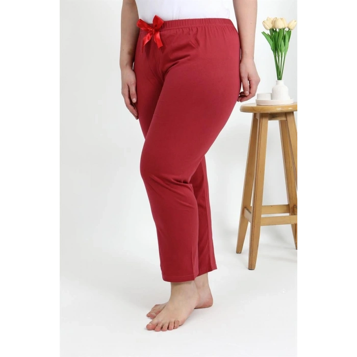 MİRAY- Kadın Büyük Beden Mercan Pamuklu Rahat Kalıp Ev Giyim Pijama Altı