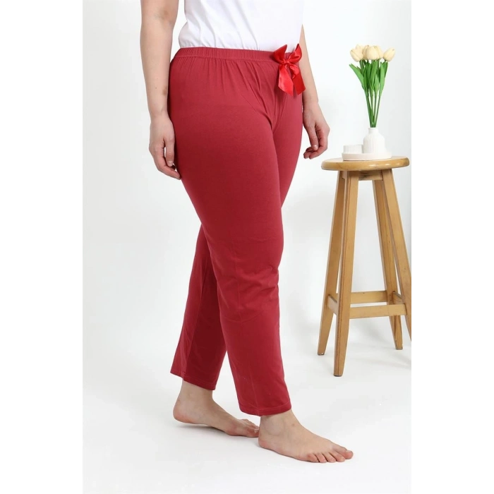 MİRAY- Kadın Büyük Beden Mercan Pamuklu Rahat Kalıp Ev Giyim Pijama Altı