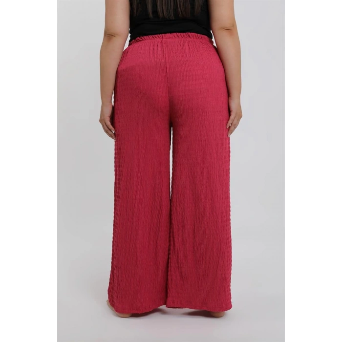 MİRAY- Kadın Büyük Beden Mercan Rengi Rahat Kesim Baggy Tek Alt