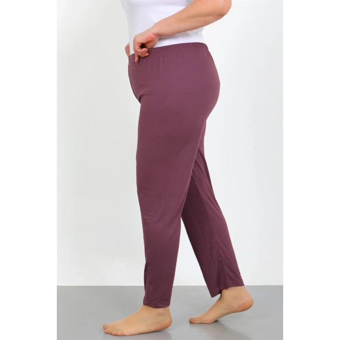 MİRAY- Kadın Büyük Beden Mürdüm Tek Alt Pijama