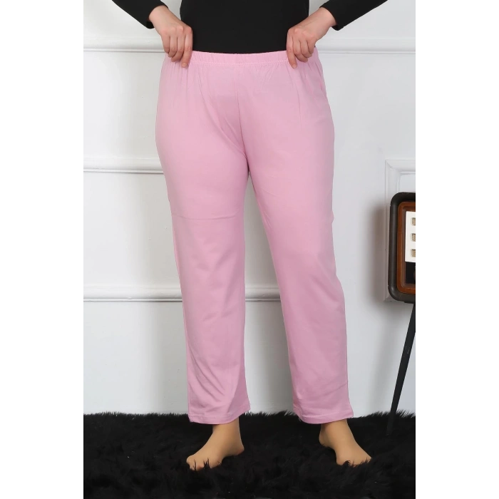MİRAY- Kadın Büyük Beden Pembe Tek Alt Pijama