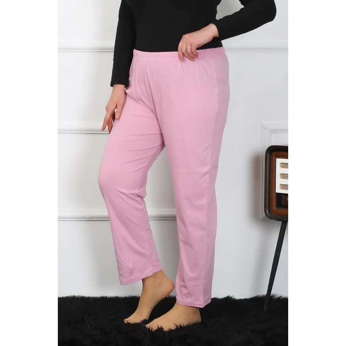 MİRAY- Kadın Büyük Beden Pembe Tek Alt Pijama