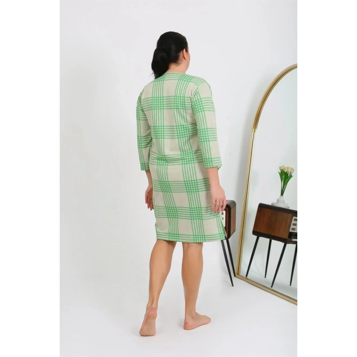MİRAY- Kadın Büyük Beden Penye Gecelik Ev Elbisesi Yeşil