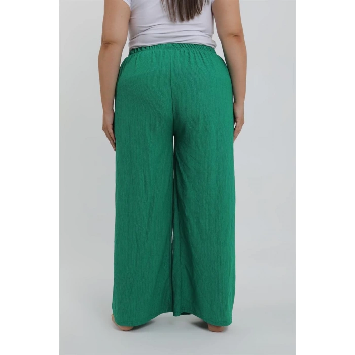 MİRAY- Kadın Büyük Beden Yeşil Rahat Kesim Baggy Tek Alt