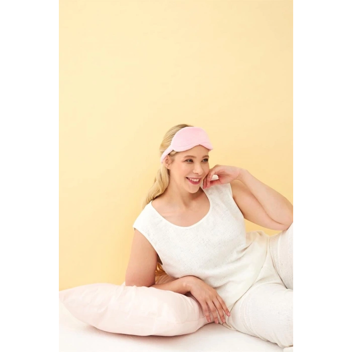 MİRAY- Kadın Ekru Keten Jakarlı Büyük Beden Alt Üst Takım