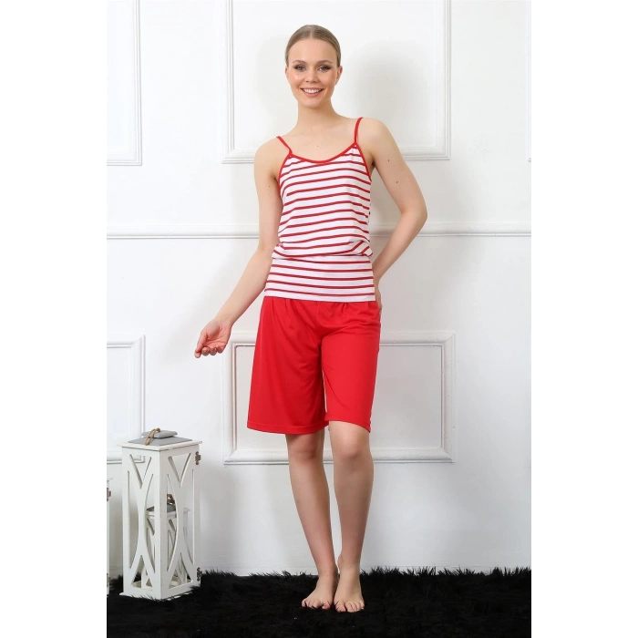 MİRAY- Kadın İp Askılı Kapri Takım Kırmızı